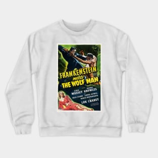 FRANKENSTEIN MEETS WOLFMAN Cult Horror Film Vintage Movie Crewneck Sweatshirt